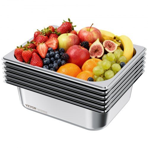 Gastronorm Hotelpan 1/2 maat – 6‑pack roestvrijstalen cateringbakken (6 L)