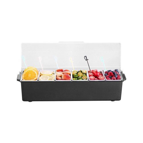Gekoelde Kruidencontainer met 6 Compartimenten – Houd Ingrediënten Lang Vers, Ideaal voor Picknick en Bar