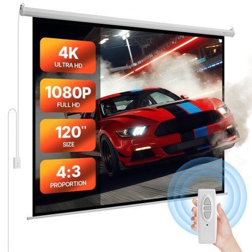 Gemotoriseerd 120‑inch projectiescherm – Thuisbioscoop en flexibele vergaderruimte in één