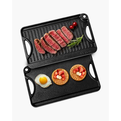 Omkeerbare gietijzeren grill- en koekenpan – veelzijdig koken binnen en buiten
