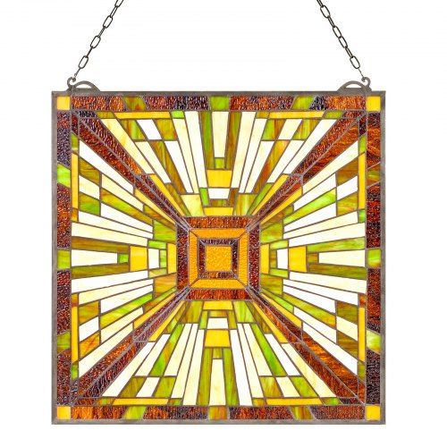 Hangend Glas-in-lood Raampaneel in Tiffany‑stijl – Elegante Vetrekker voor Woon‑ en Religieuze Interieurs