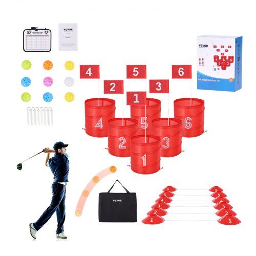 Bucket Golfspel Set met 6 Holes – Draagbaar familieleisure voor tuin, strand en park