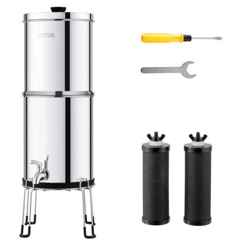 Gravity Waterfiltersysteem 2.25G – Duurzaam roestvrijstalen zwaartekrachtfilter voor thuis en onderweg