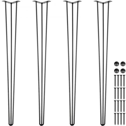 Stijlvolle en stevige zwarte haarspeldtafelpoten – 40 inch (101,6 cm) set van 4