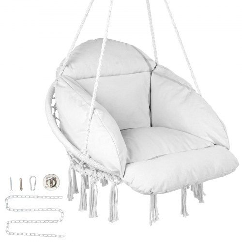 Comfortabele Macramé Hangstoel voor Binnen en Buiten – Stijlvol, Sterk en Gemakkelijk te Monteren