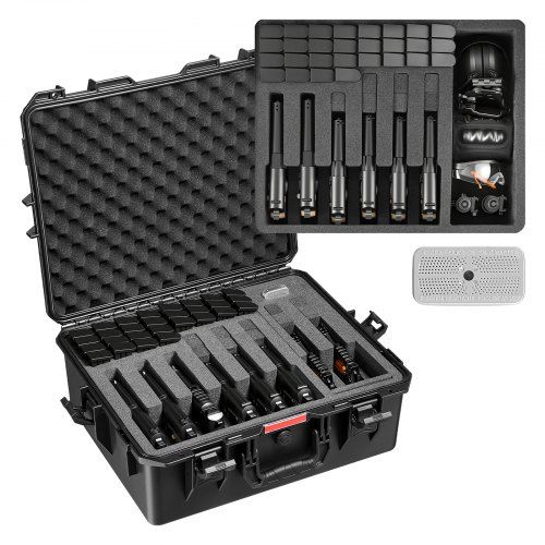 Stevige hardcase voor 8 pistolen met aanpasbaar XPE‑schuim – optimale bescherming voor schutters en reizigers