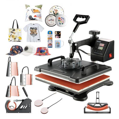 8‑in‑1 Warmtepersmachine 38 × 30 cm – Veelzijdige Hittepers voor T‑shirts, mokken en hoeden