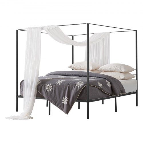 Elegant zwart hemelbedframe in kingsize – ruimte, stijl en stilte