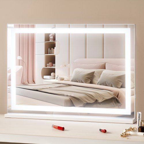 Hollywood LED‑make‑upspiegel met 3 kleurinstellingen, 5× vergroting en USB‑poort