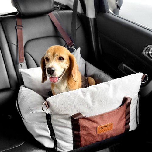 Hondenautostoelverhoger met zijhandgrepen, opbergtas en verstelbare veiligheidsgordel – ideaal voor kleine honden tot 11 kg