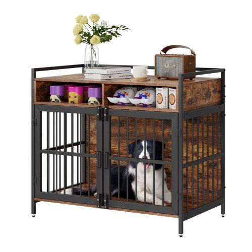 Stijlvolle Hondenbench met dubbele deur en opbergruimte – Praktisch meubel voor huis en hond