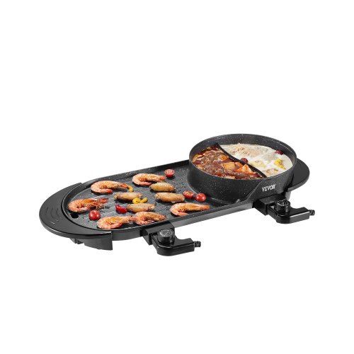 2‑in‑1 elektrische hotpot met grill – 2200 W, 2,7 L en onafhankelijke temperatuurregeling