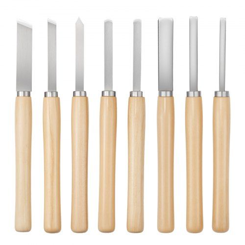 Complete 8‑delige houtdraaigereedschapset voor beginnende en gevorderde draaiers