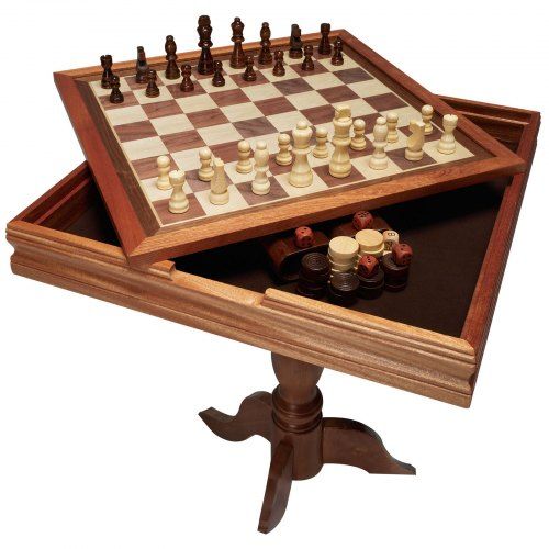Houten 3‑in‑1 Schaak‑, Dam‑ en Backgammon‑tafel: stijlvolle spelervaring voor het hele gezin