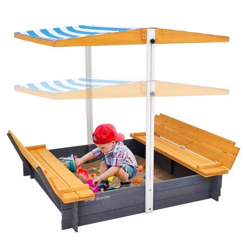 Houten zandbak met overkapping – de ultieme buitenplek voor creatieve kinderen