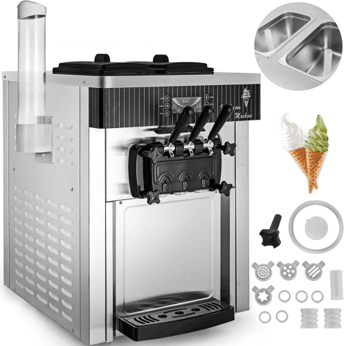 Krachtige commerciële softijsmachine met dubbele trechters – 20‑28 L per uur