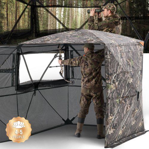 Jachtschuilplaats voor 4‑5 Personen – Robuuste Camouflagetent met Stille Rits en 360° Kijkhoek