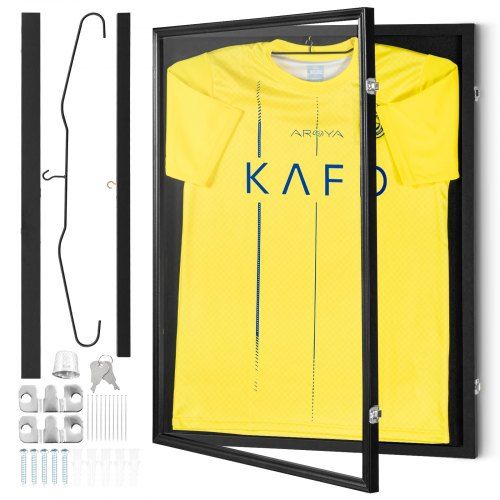 Mat Zwart Jersey Display Frame met 98 % UV‑bescherming – Ideaal voor Sportmemorabilia