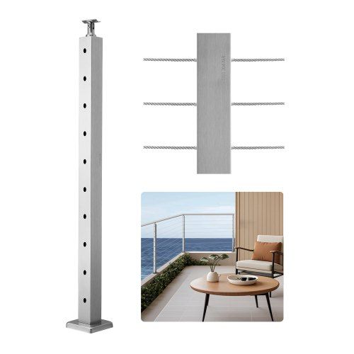 Stijlvolle en duurzame kabelrelingpaal van roostvrij staal voor terras en balkon