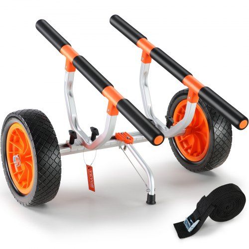 Duurzame kajakkar met aluminium frame en massieve banden – praktisch transport voor kajak en kano