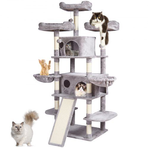 Kattenboom voor binnenkatten – 173 cm lichtgrijze multilevel speeltuin