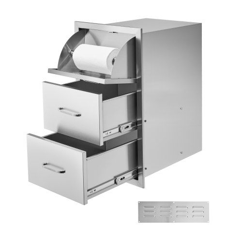 Perfecte Opbergoplossing voor je Buitenkeuken: Drievoudige Lade met Roestvrij Staal