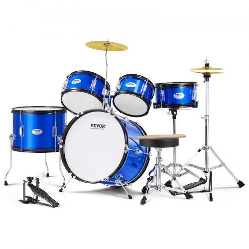 Kids Drumset 5‑delig Beginnerskit – Blauw, compleet en onderhoudsvriendelijk