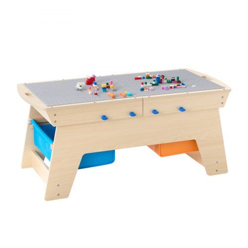 Multifunctionele Houten Activiteitentafel met 200 Bouwstenen – Creatief Spelplezier voor Kinderen vanaf 3 Jaar