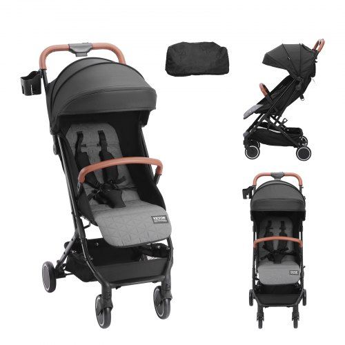 Lichtgewicht kinderwagen met éénhandvouw, verstelbare rugleuning en voetsteun – ideaal voor reizen