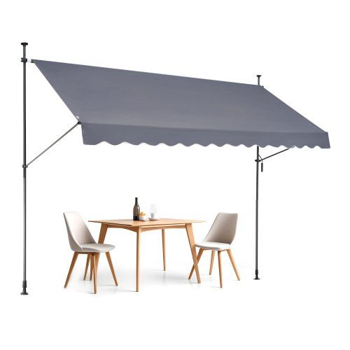 Handmatig intrekbaar klemzonnescherm 350 × 120 cm – Flexibele bescherming voor terras en balkon