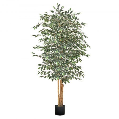 Realistische kunstmatige ficusboom van 1,8 m met zwarte pot – een onderhoudsvrije groene touch voor huis en kantoor
