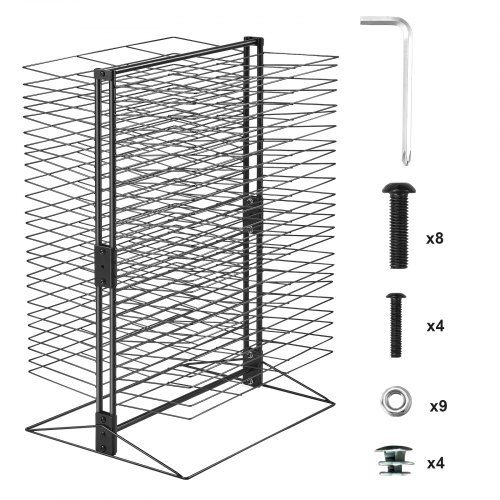 Compact en robuust kunstdroogrek met 50 verstelbare planken – ideaal voor studio en klas