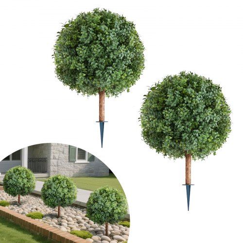Levensechte kunstmatige buxusbol met grondpen – Set van 2, 686 mm
