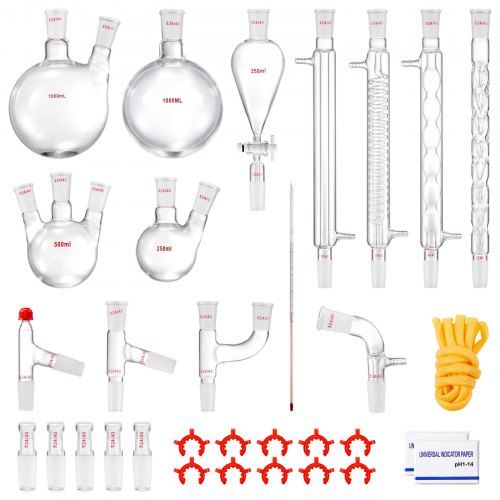Lab‑destillatiekit 3,3 Borosilicaatglas – Veelzijdige 1000 ml set voor laboratorium en onderwijs