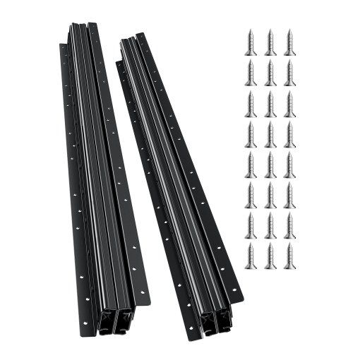 Robuuste zwarte ladegeleiders voor vloer- en trapkastmontage – 80 cm, 118 kg draagvermogen