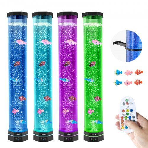 Lavalamp met 6 drijvende vissen – 80 cm sfeerverlichting voor slaapkamer, woonkamer en therapieruimte