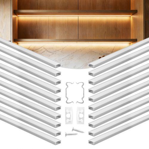 U‑vormig LED‑profiel voor onderkastverlichting – Complete set van 20 stuks (2 m)