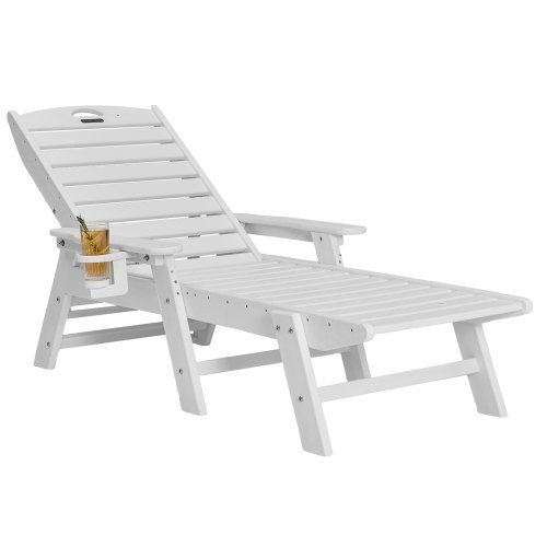Comfortabele HDPE tuinligstoel met 6‑voudige rugleuning – ideaal voor zwembad en terras