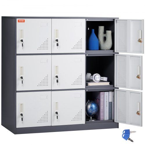 Optimale opbergoplossing: 9‑deurs metalen locker voor thuis, kantoor en sport