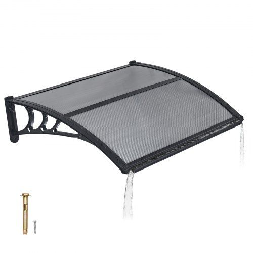 Rookgrijze polycarbonaat voordeurluifel 755 × 1000 mm – Bescherming tegen alle weersomstandigheden