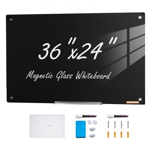 Magnetisch glazen whiteboard 90 × 60 cm – frameloos, sterk magnetisch & compleet met accessoires