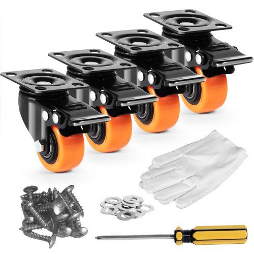 Stevige 4‑set PVC Zwenkwielen met 360° Rotatie en Hoog Draagvermogen