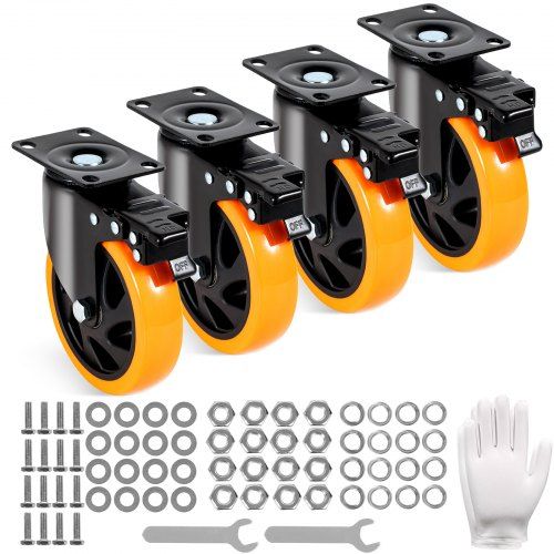 Zware Zwenkwielen Set van 4 – Flexibel en Veilig voor Werkplaats en Thuis