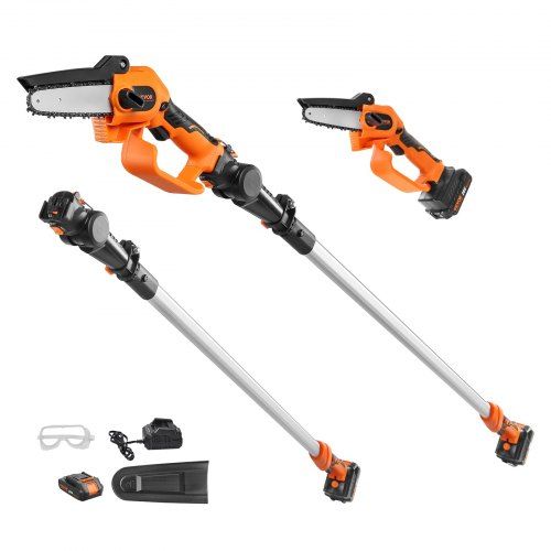 Krachtige 20V 2‑Ah accu‑stokzaag met telescopische steel – ideaal voor tuin en professioneel snoeien