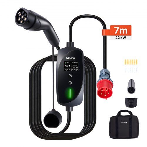 Mobiele 22 kW Wallbox met 7 m Type‑2 kabel: Flexibel en krachtig thuisladen