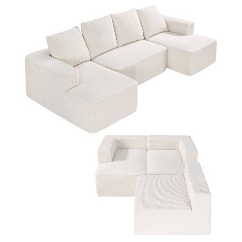 Comfortabele U‑vormige modulaire hoekbank van corduroy – 545 kg draagvermogen