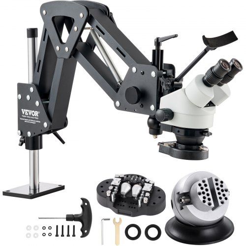 Multidirectionele microscoop voor sieradeninleg met 7x‑45x vergroting en USB‑LED‑ring