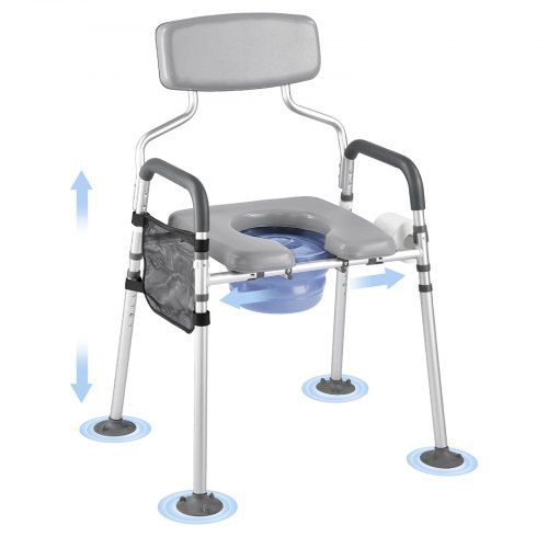 Verstelbare nachtkastje‑commode met 227 kg draagvermogen en lekvrije 5 L emmer