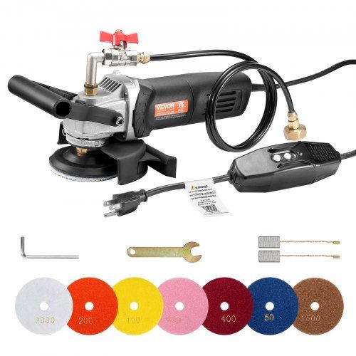 Krachtige 800W natte polijstmachine met 6 snelheden en 7 pads – ideaal voor marmer, graniet en beton
