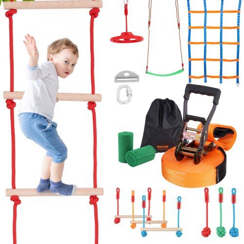 Ninja Slackline Obstacles Set 15 m – Avontuurlijke Buitenfitness voor het Gehele gezin